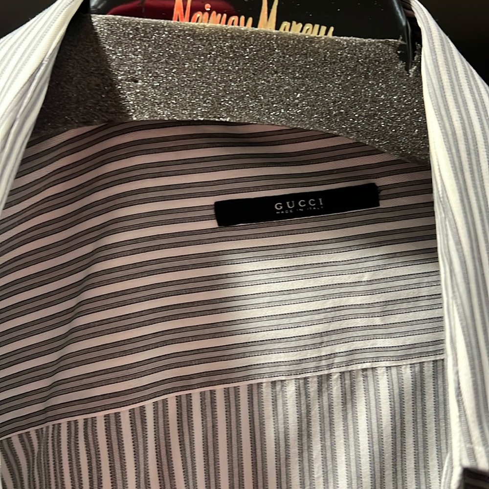 Size 17 men’s Gucci dress shirt. Grayish color.